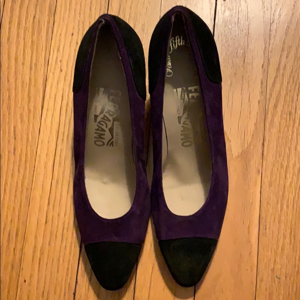 Vintage Ferragamo Purple & Black Heels NEVER WORN